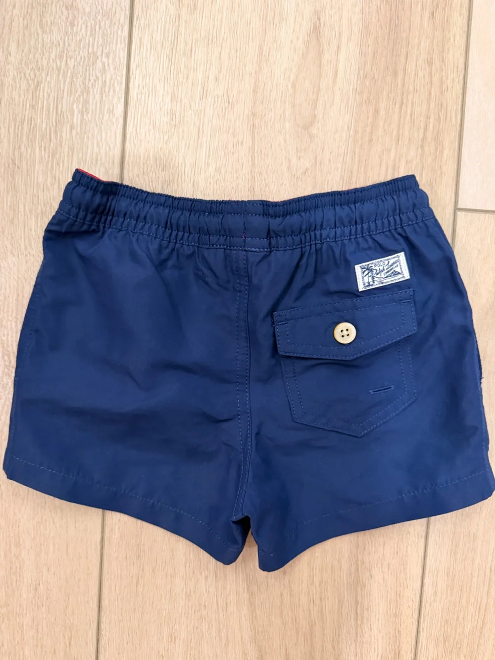 Polo by Ralph Lauren Navy Swim Trunks with Red Trim and White Drawstring